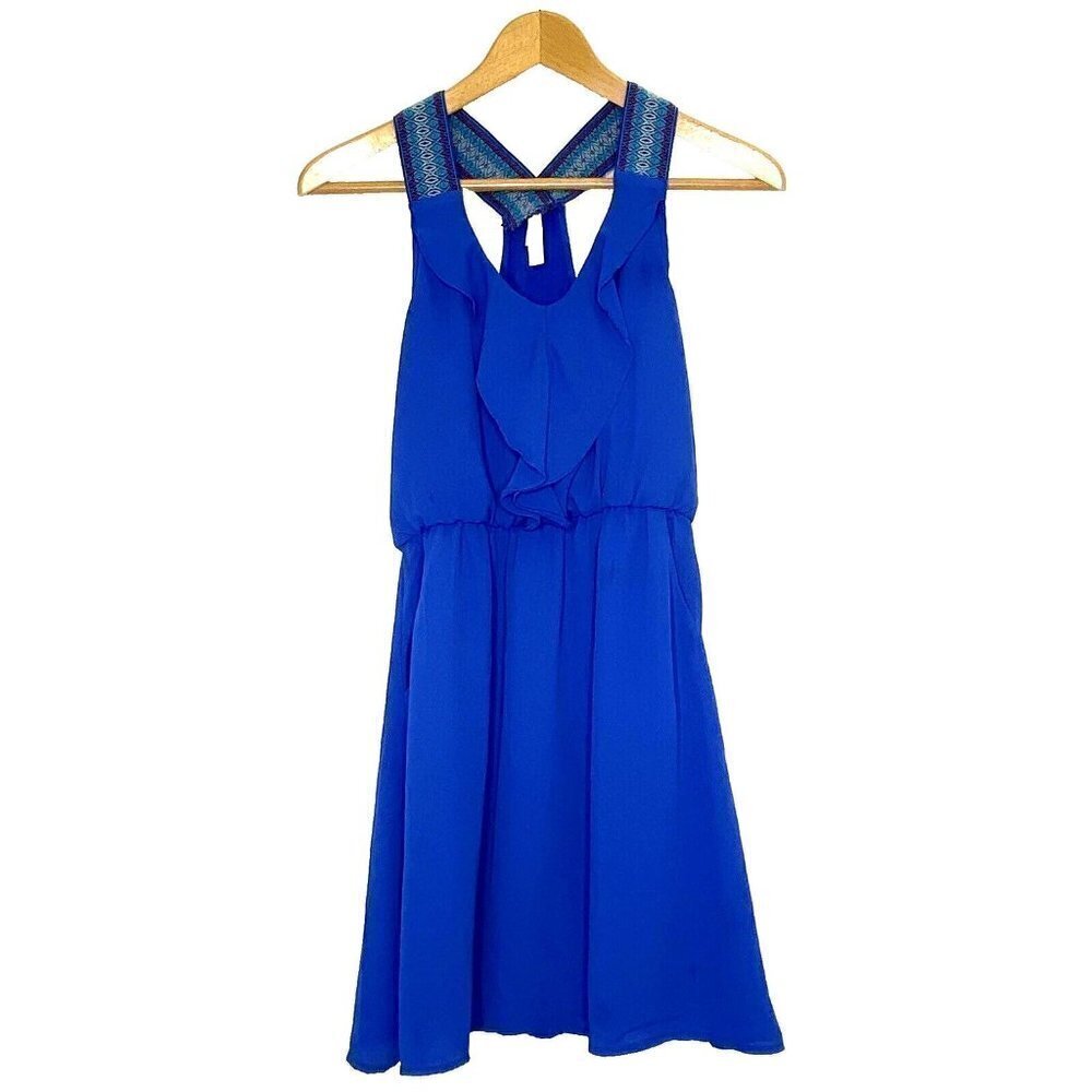 Xhilaration Sleeveless Dress Womens Small Above Knee Waisted Lined Pockets Blue
